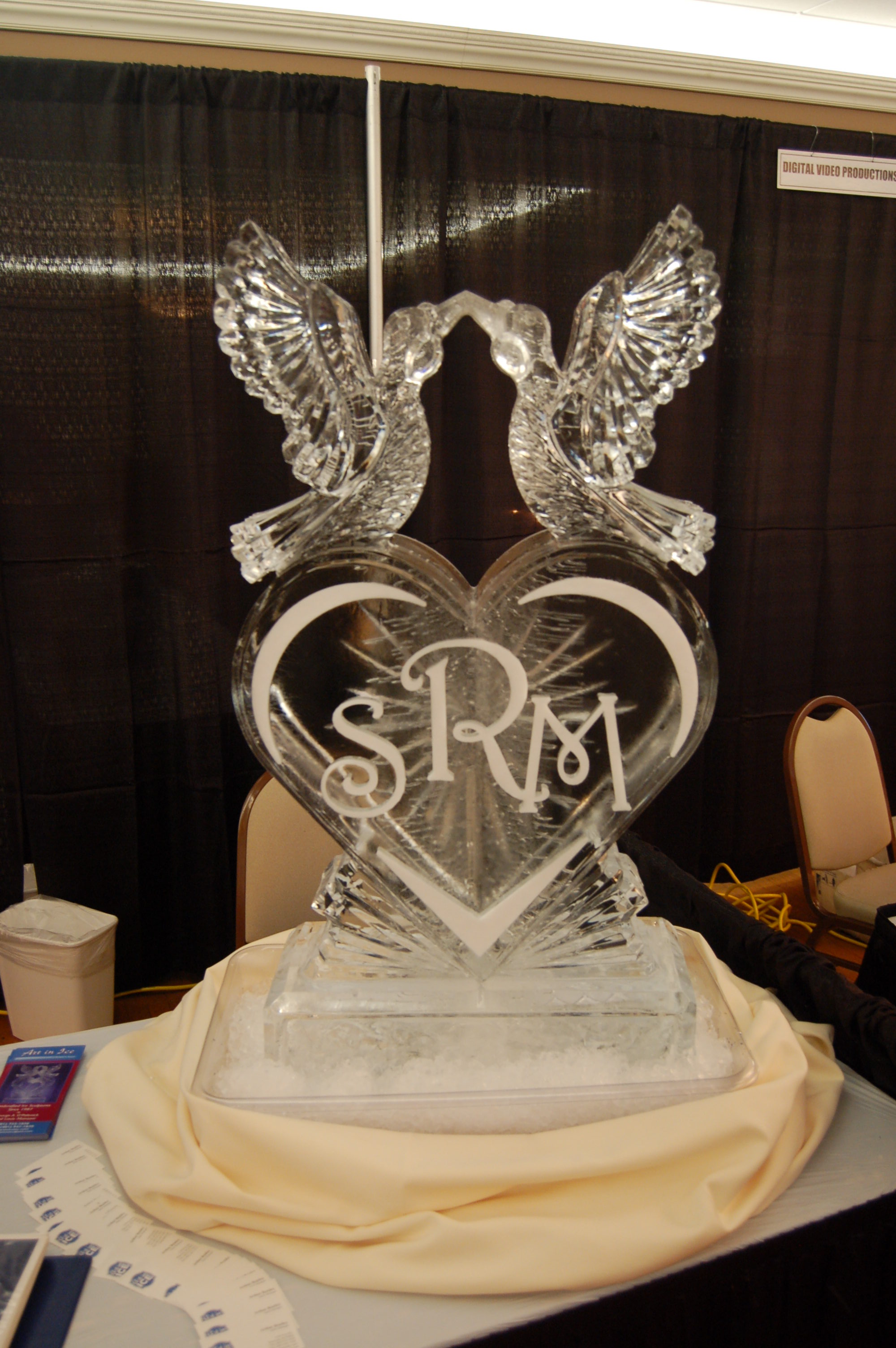 Kissing Doves on a Solid Heart Monogram